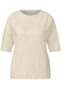 T-Shirt mit Knopfdetail light beige