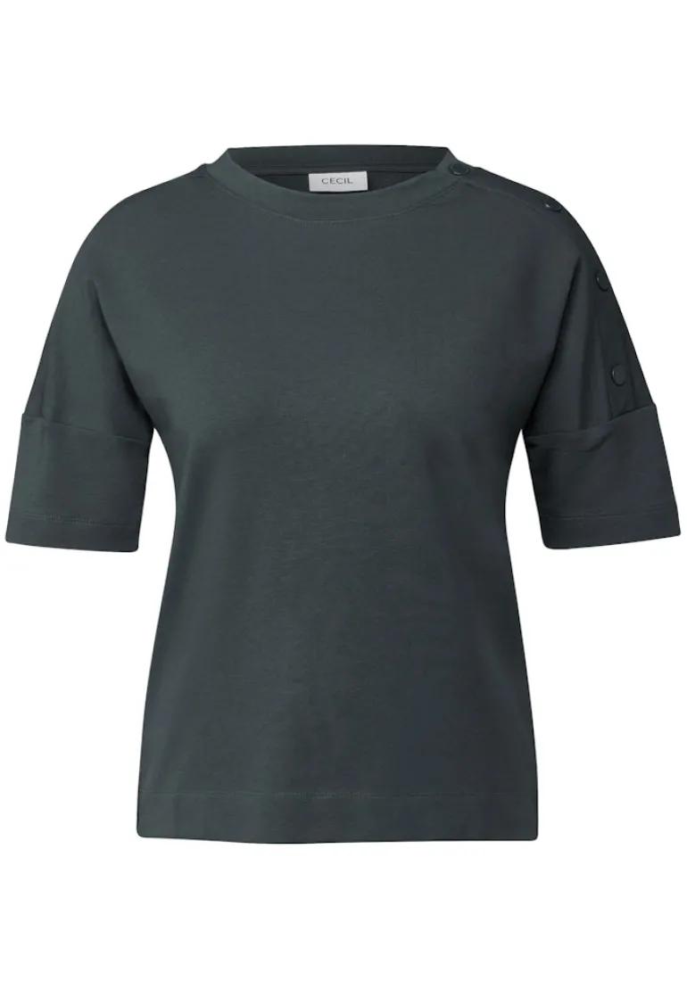 T-Shirt mit Knopfdetail slate khaki
