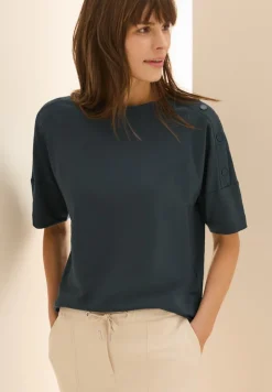 T-Shirt mit Knopfdetail slate khaki