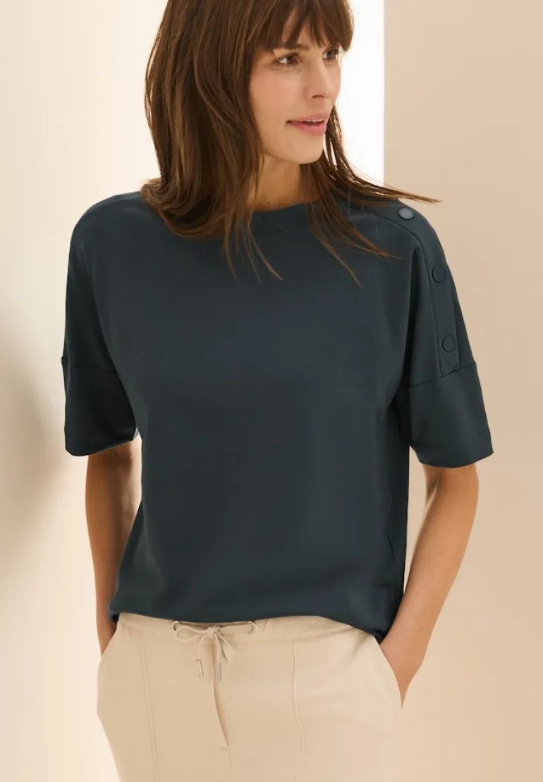 T-Shirt mit Knopfdetail slate khaki