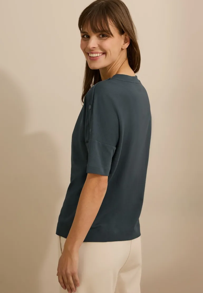 T-Shirt mit Knopfdetail slate khaki