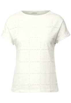 T-Shirt mit Lochmuster vanilla white