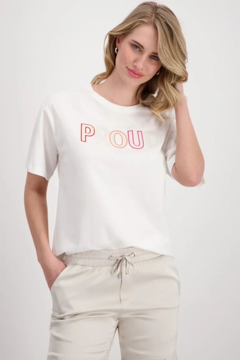 T-Shirt mit Pailletten Stickerei off-white