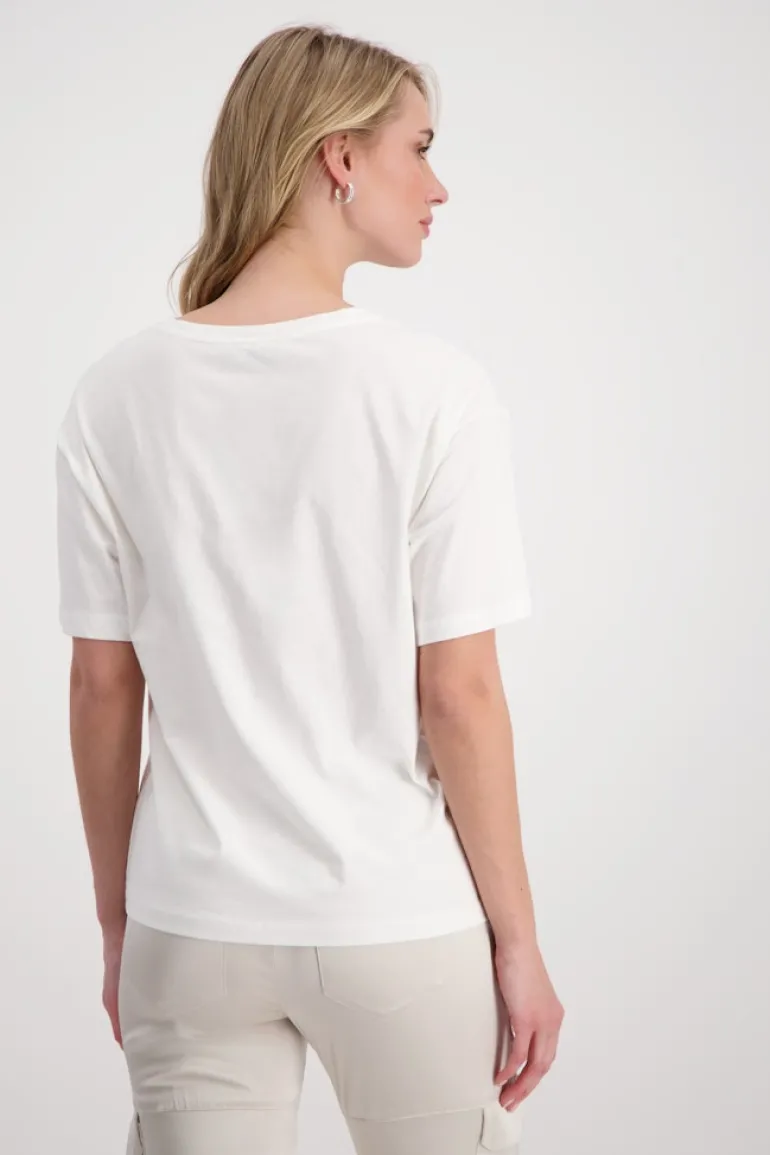 T-Shirt mit Pailletten Stickerei off-white
