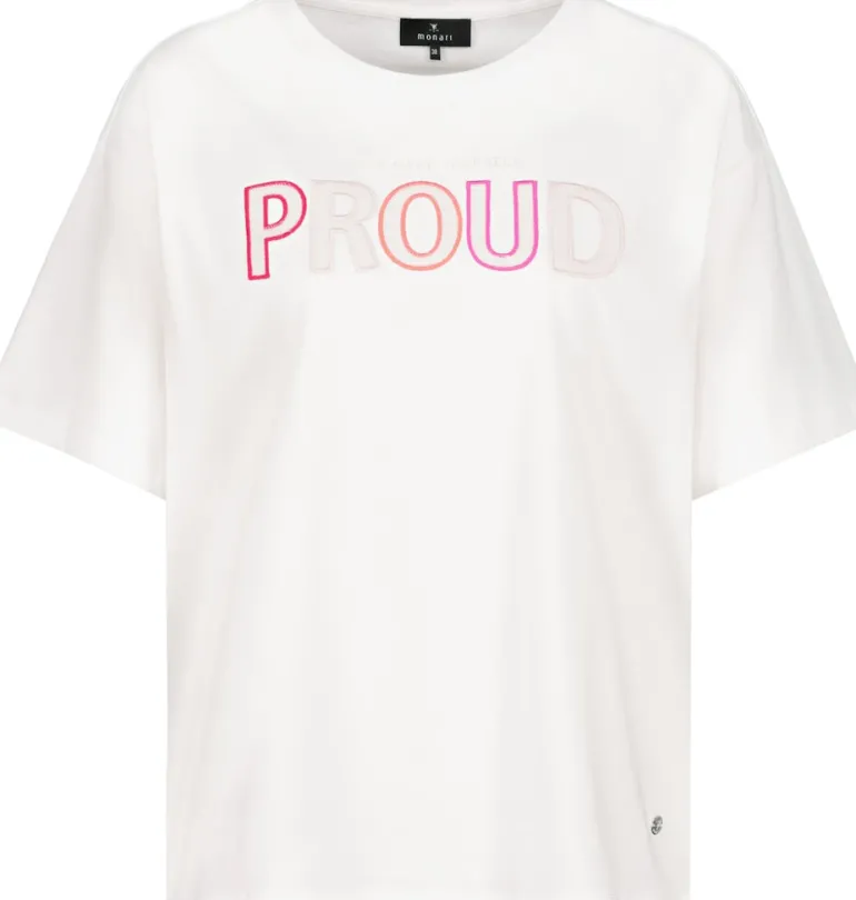 T-Shirt mit Pailletten Stickerei off-white