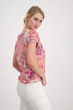 T-Shirt mit Paisleymuster apricot gemustert