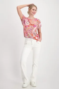 T-Shirt mit Paisleymuster apricot gemustert