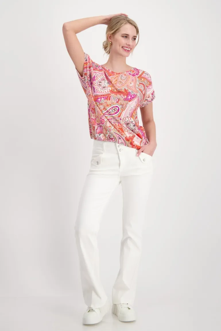 T-Shirt mit Paisleymuster apricot gemustert
