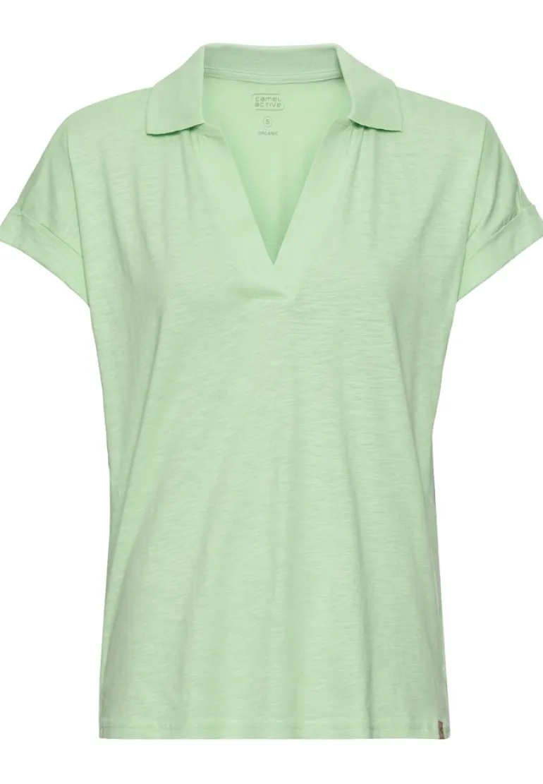 T-Shirt mit Polokragen aus Organic Cotton pistaccio
