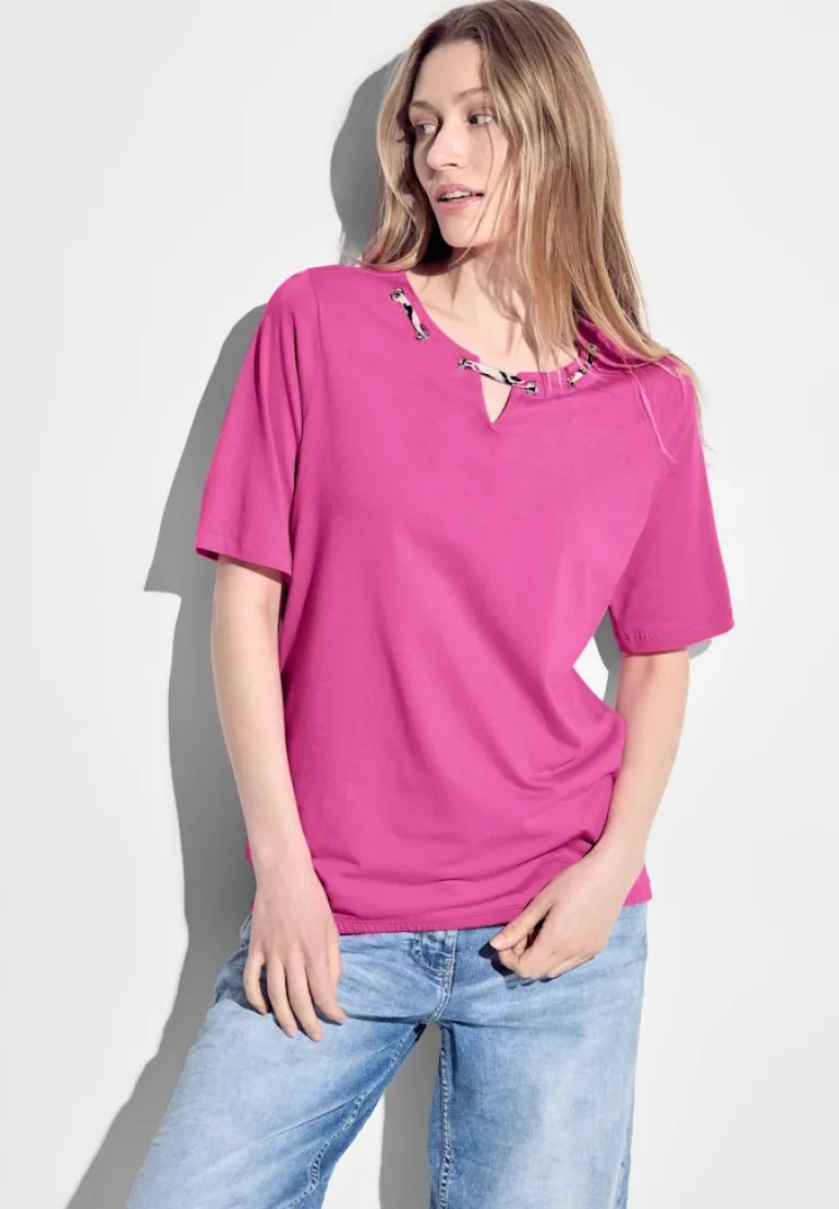 T-Shirt mit Print Detail bloomy pink