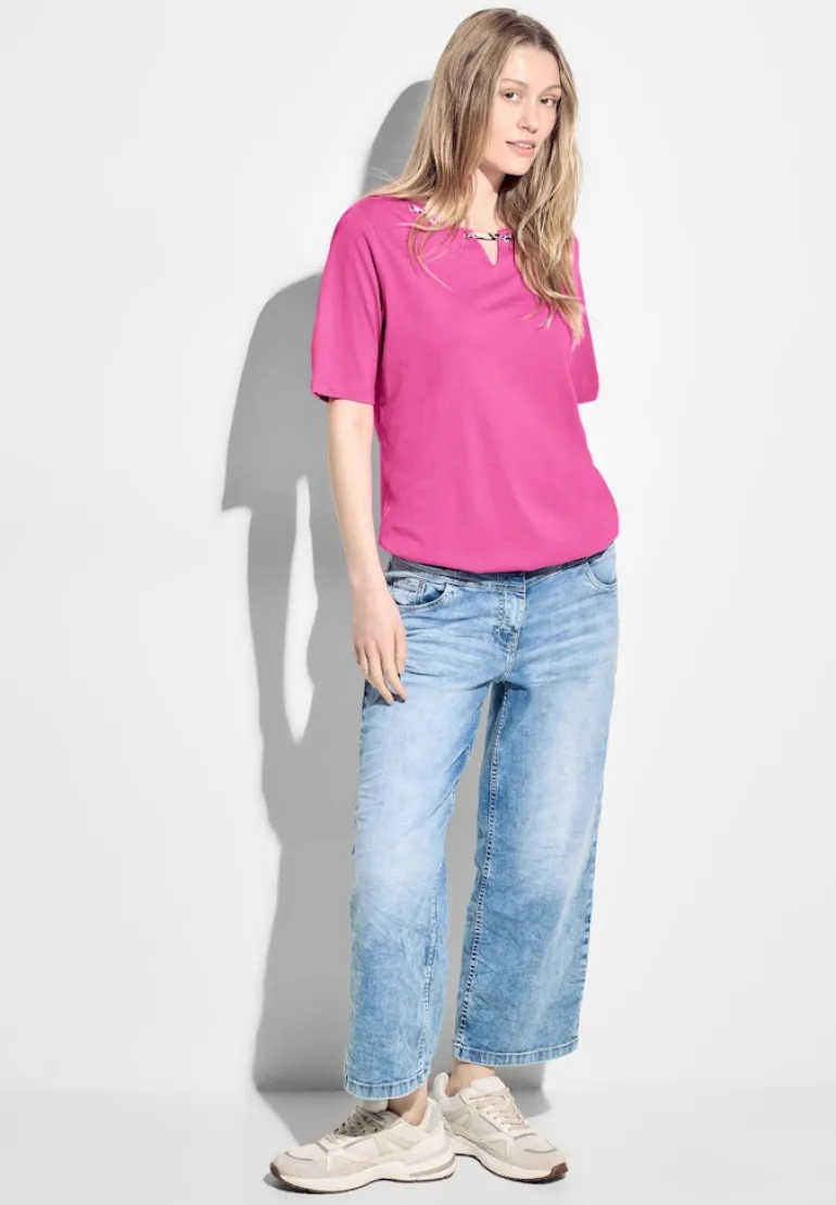 T-Shirt mit Print Detail bloomy pink