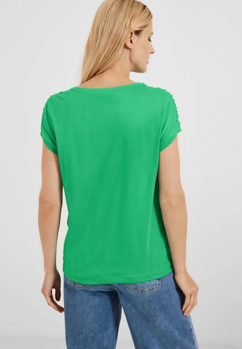 T-Shirt mit Raffdetails fresh green