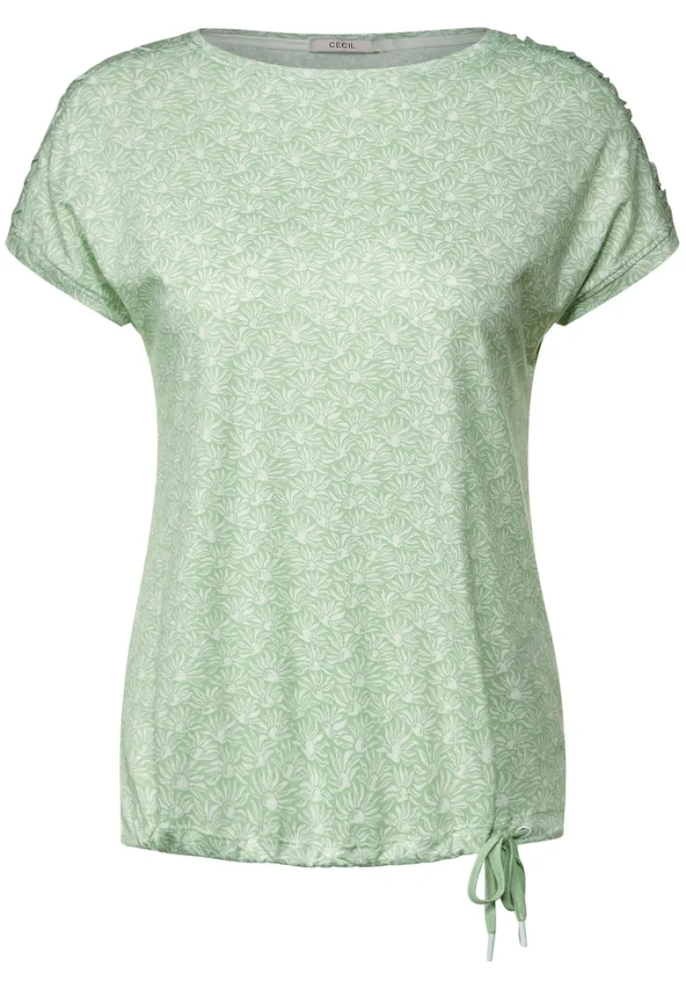 T-Shirt mit Smock Schultern fresh salvia green