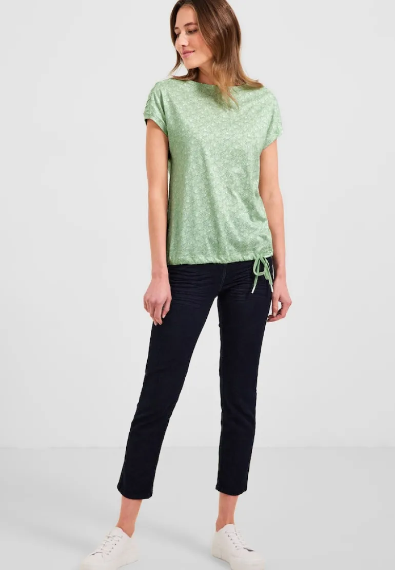T-Shirt mit Smock Schultern fresh salvia green
