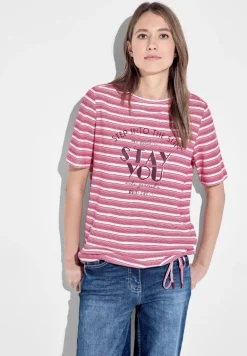 T-Shirt mit Streifenmix pink sorbet