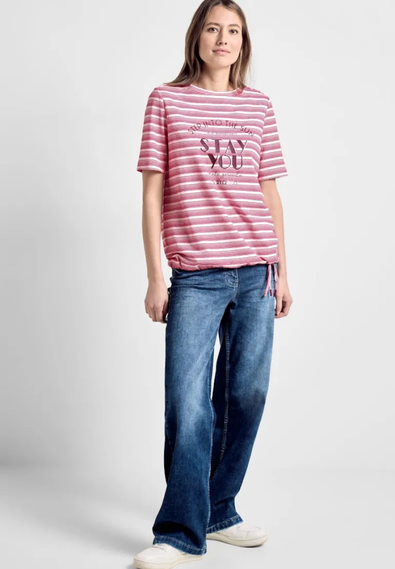T-Shirt mit Streifenmix pink sorbet