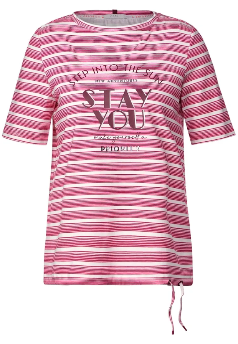 T-Shirt mit Streifenmix pink sorbet