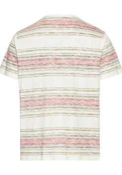 T-Shirt mit Streifenmuster aus Baumwolle sunfaded red