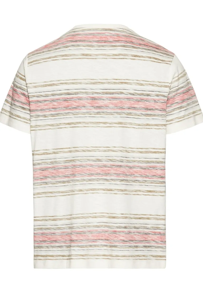 T-Shirt mit Streifenmuster aus Baumwolle sunfaded red