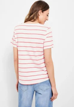 T-Shirt mit Streifenmuster bright coral