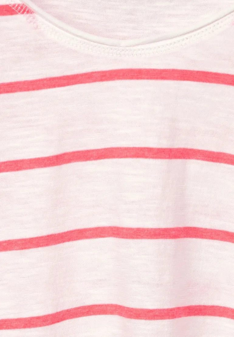 T-Shirt mit Streifenmuster bright coral