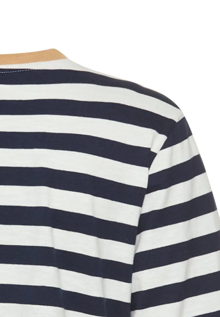 T-Shirt mit Streifenmuster ink blue