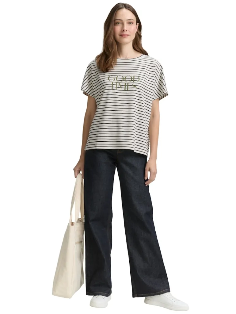 T-Shirt mit Streifenmuster offwhite navy tee stripe