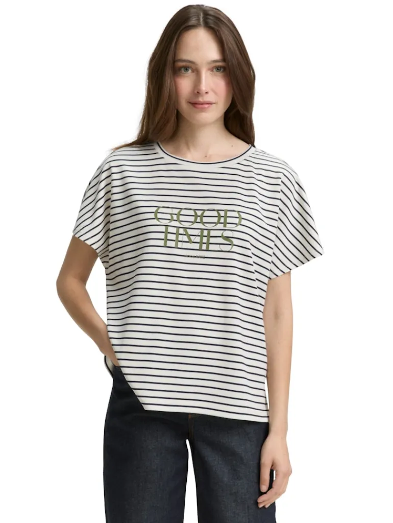 T-Shirt mit Streifenmuster offwhite navy tee stripe