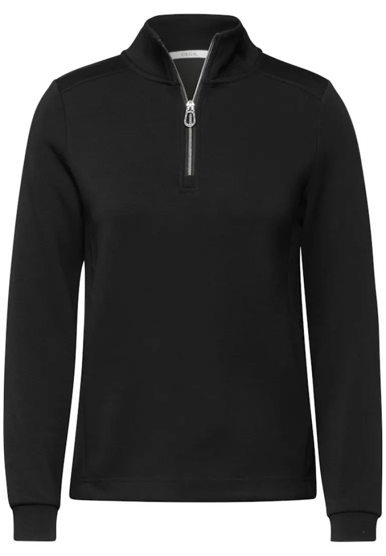 T-Shirt mit Troyer-Kragen black