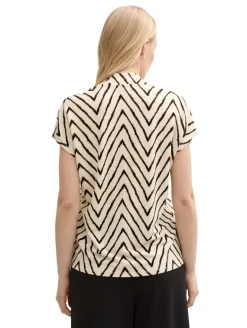 T-Shirt mit V-Ausschnitt natural zig zag design