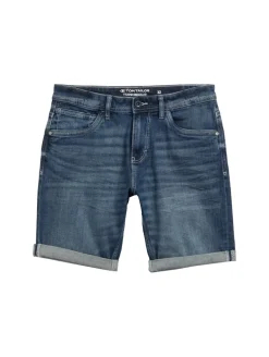 TTJOSH REGULAR SLIM Jeans Shorts used dark stone blue denim