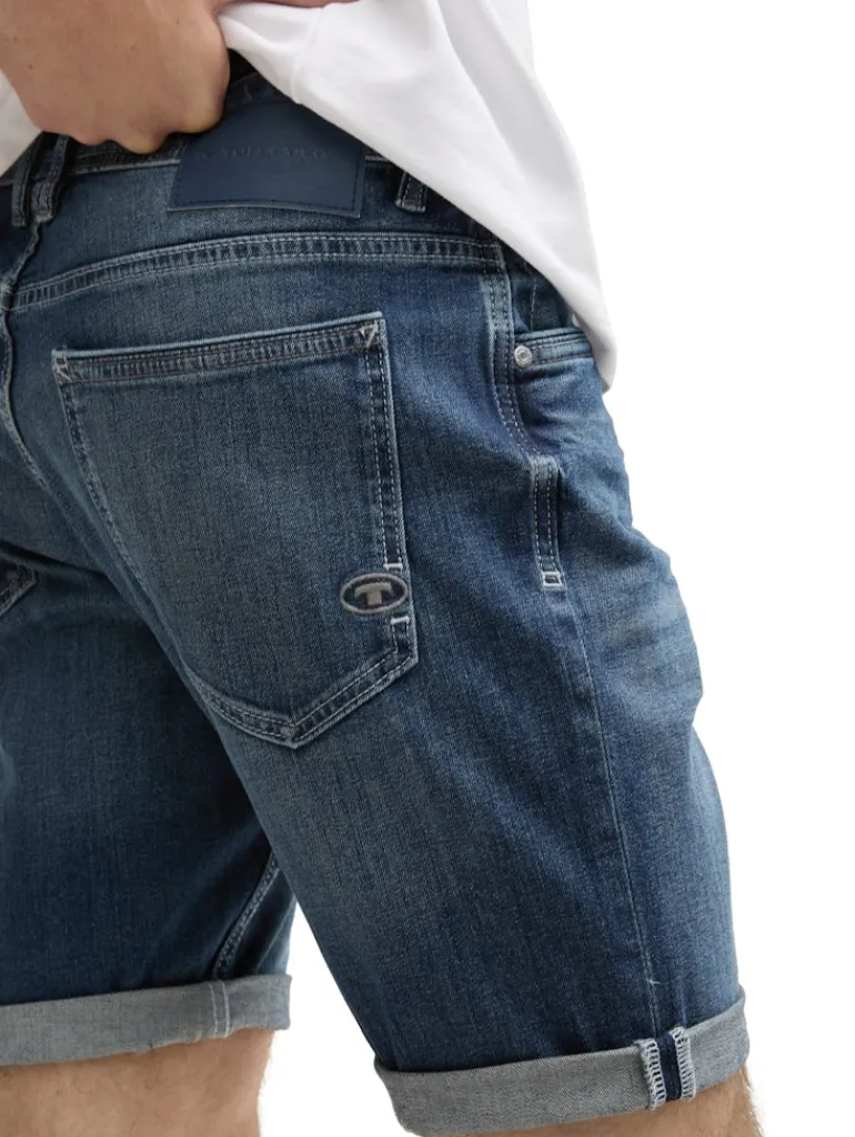 TTJOSH REGULAR SLIM Jeans Shorts used dark stone blue denim