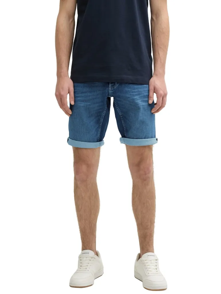 TTJOSH REGULAR SLIM Jeans Shorts mit Superstretch used mid stone blue denim
