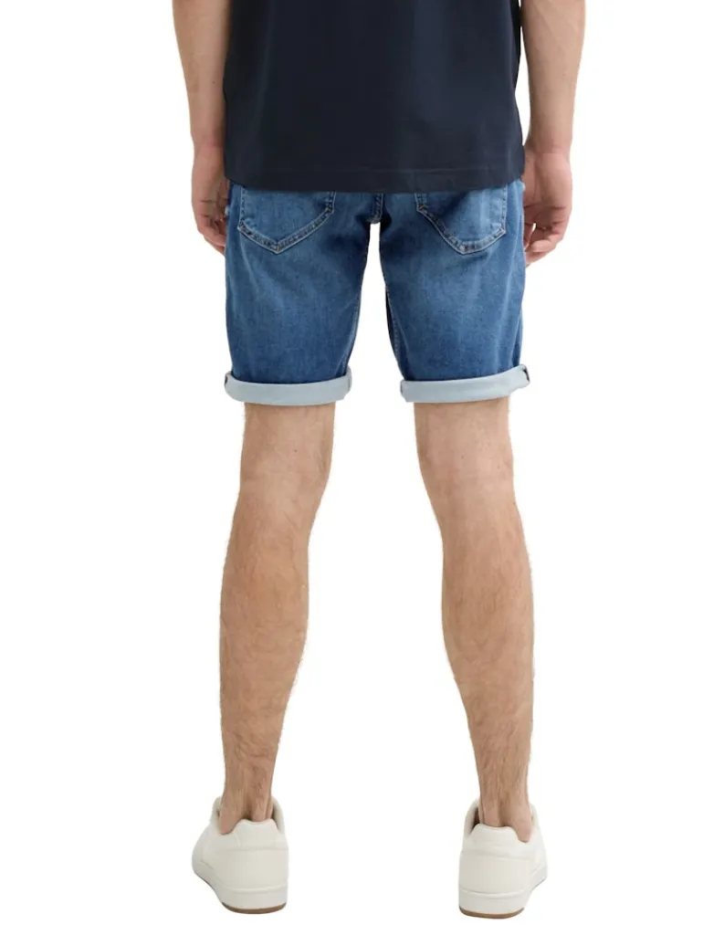 TTJOSH REGULAR SLIM Jeans Shorts mit Superstretch used mid stone blue denim