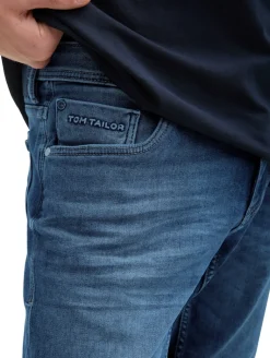 TTJOSH REGULAR SLIM Jeans Shorts mit Superstretch used mid stone blue denim