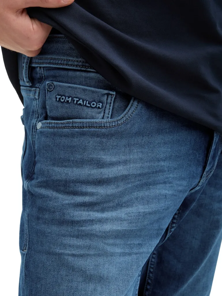 TTJOSH REGULAR SLIM Jeans Shorts mit Superstretch used mid stone blue denim