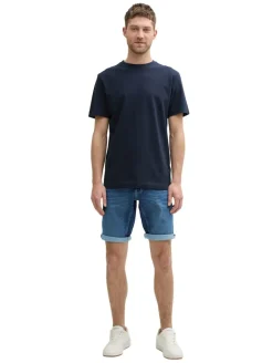 TTJOSH REGULAR SLIM Jeans Shorts mit Superstretch used mid stone blue denim