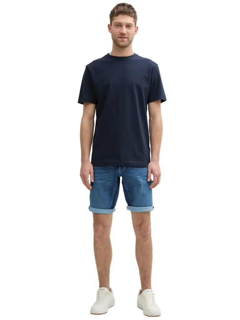 TTJOSH REGULAR SLIM Jeans Shorts mit Superstretch used mid stone blue denim