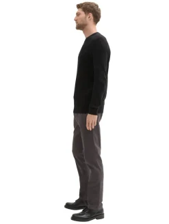 TTTRAVIS SLIM Chino Hose mit Gürtel grey black zig zag structure