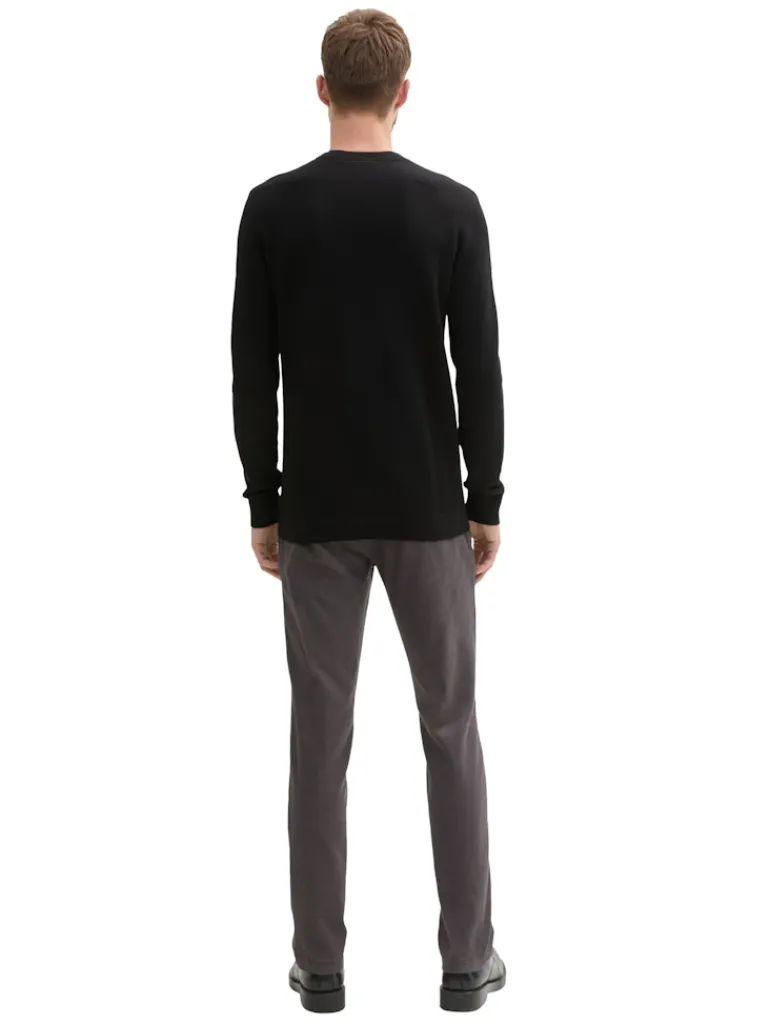 TTTRAVIS SLIM Chino Hose mit Gürtel grey black zig zag structure