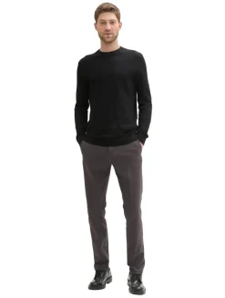 TTTRAVIS SLIM Chino Hose mit Gürtel grey black zig zag structure
