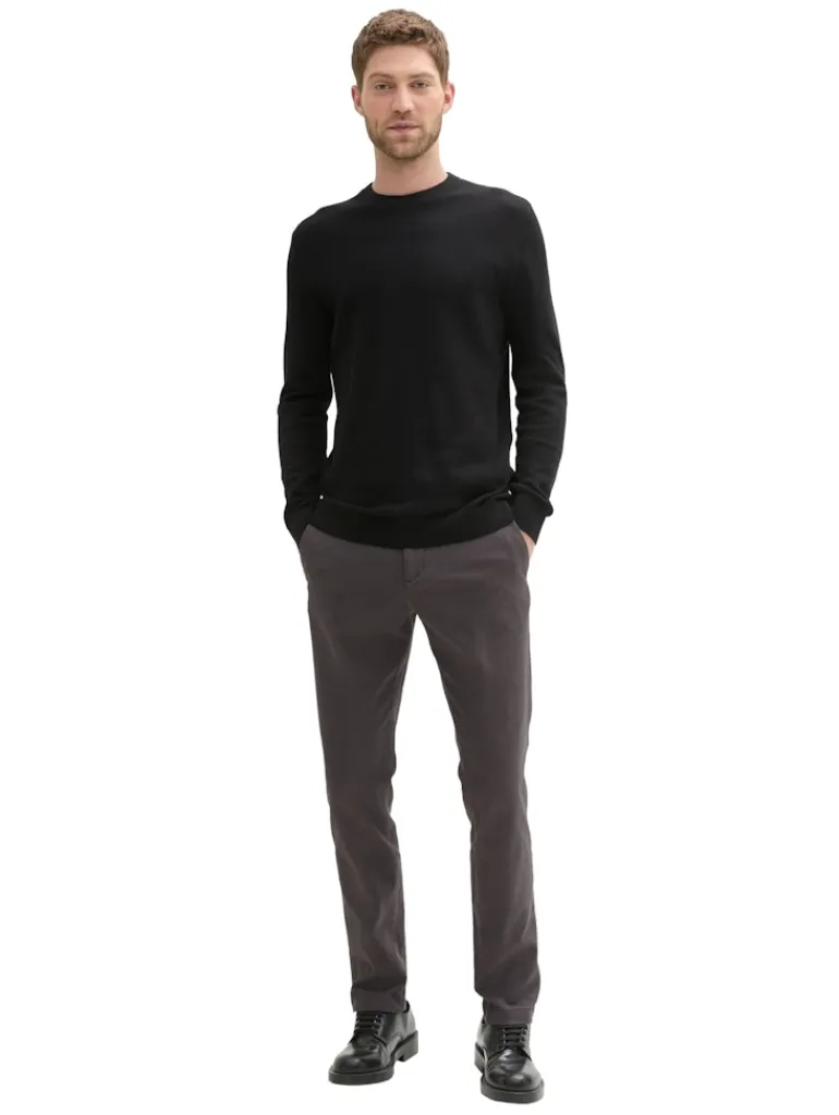 TTTRAVIS SLIM Chino Hose mit Gürtel grey black zig zag structure