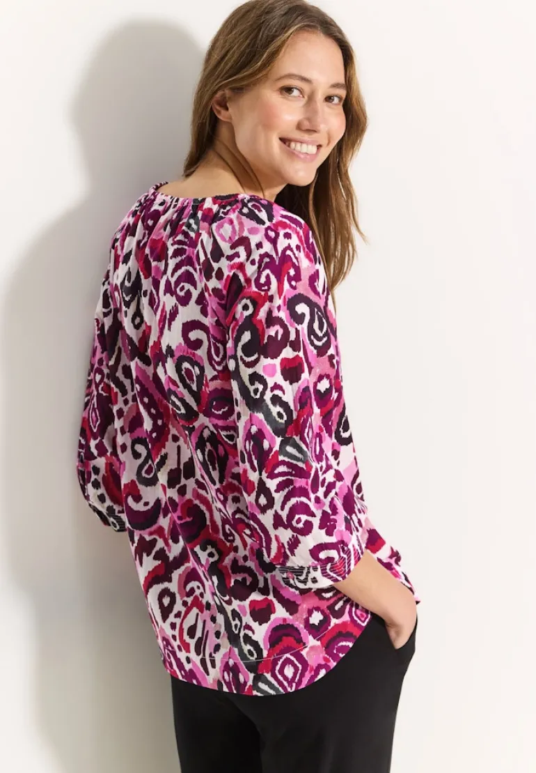 Tunika Bluse mit Print bloomy pink