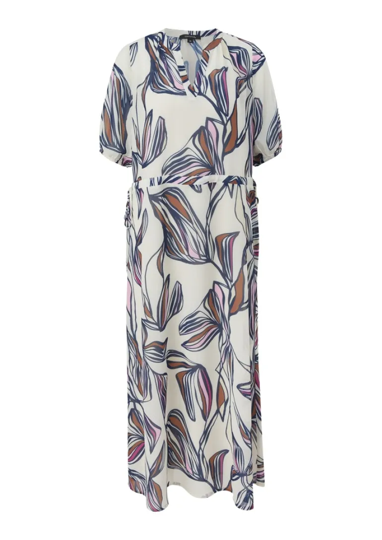 Tunikakleid mit Alloverprint beige