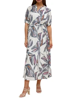 Tunikakleid mit Alloverprint beige