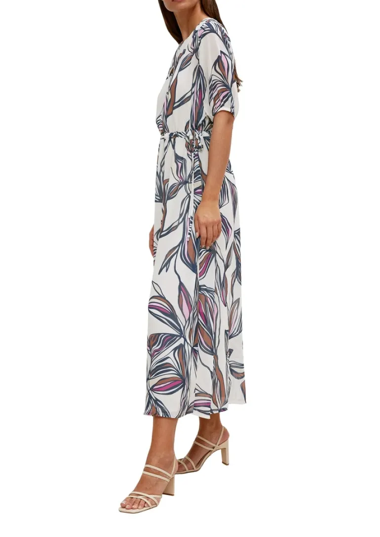 Tunikakleid mit Alloverprint beige