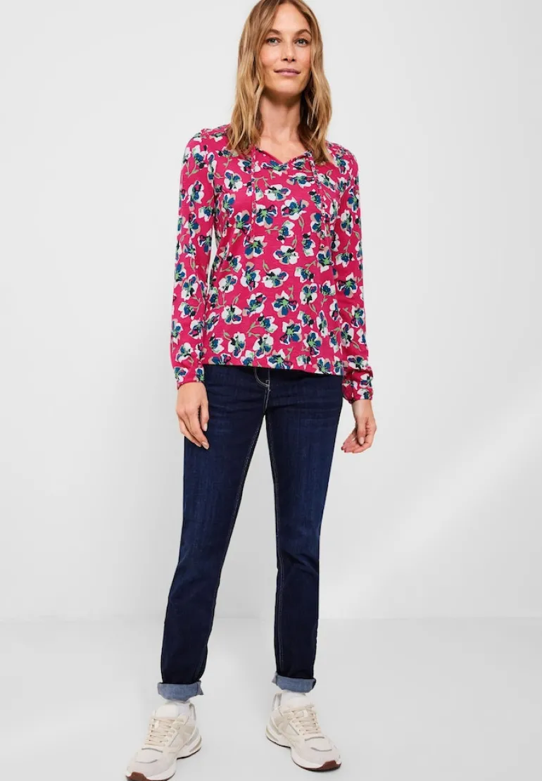 Tunikashirt mit Blumenmuster fresh pink