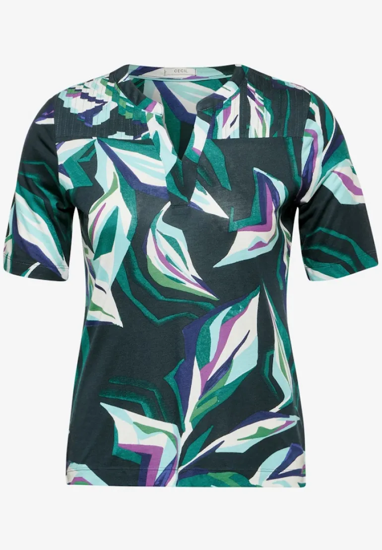 Tunika-Shirt mit Print fir green