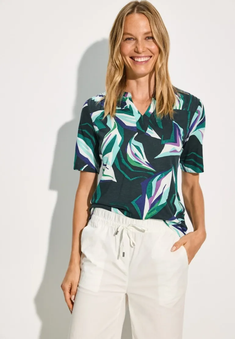 Tunika-Shirt mit Print fir green