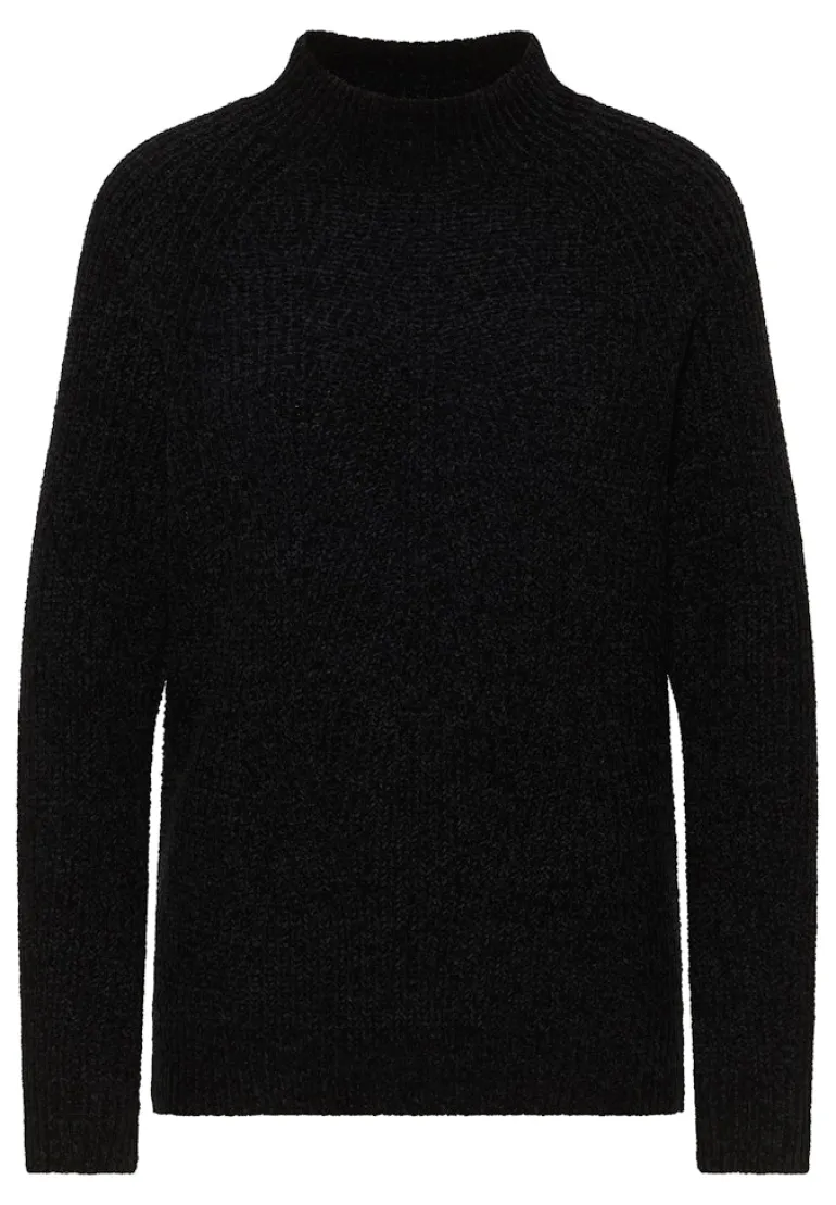 Turtleneck Chenille Pullover black
